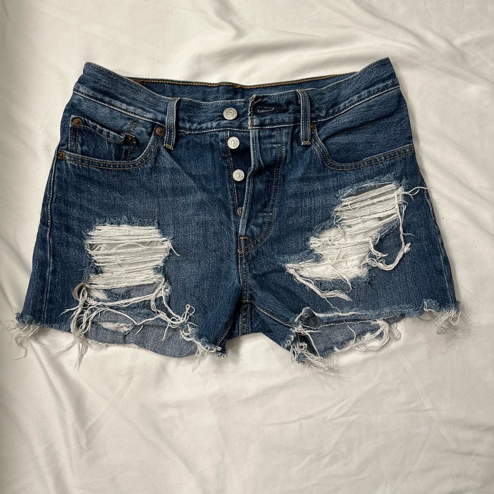 Distressed Levi Denim Shorts